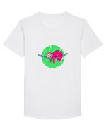Vintage Lazy Sloth Design Tricou mânecă scurtă guler larg Bărbat Skater