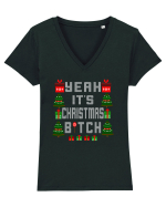 Yeah It's Christmas Bitch Tricou mânecă scurtă guler V Damă Evoker