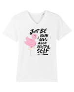 unique beautiful self Tricou mânecă scurtă guler V Bărbat Presenter
