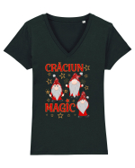 Craciun magic cu gnomi Tricou mânecă scurtă guler V Damă Evoker
