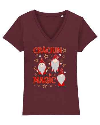 Craciun magic cu gnomi Burgundy