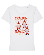 Craciun magic cu gnomi Tricou mânecă scurtă guler larg fitted Damă Expresser