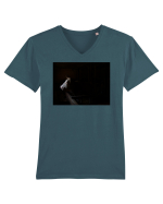 Moon Face Design Tricou mânecă scurtă guler V Bărbat Presenter