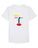 Funky Face Design Tricou mânecă scurtă guler larg Bărbat Skater