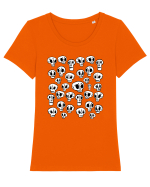 Funny Halloween Skulls Tricou mânecă scurtă guler larg fitted Damă Expresser