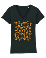 Funny Halloween Skulls Tricou mânecă scurtă guler V Damă Evoker