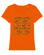 Funny Halloween Skulls Tricou mânecă scurtă guler larg fitted Damă Expresser