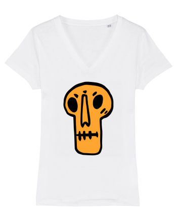 Halloween Orange Funny Skull White