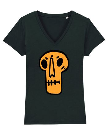 Halloween Orange Funny Skull Black