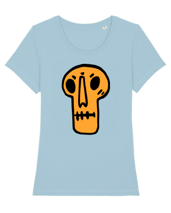 Halloween Orange Funny Skull Sky Blue