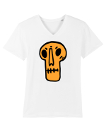 Halloween Orange Funny Skull Tricou mânecă scurtă guler V Bărbat Presenter