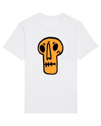 Halloween Orange Funny Skull White