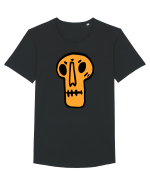 Halloween Orange Funny Skull Tricou mânecă scurtă guler larg Bărbat Skater