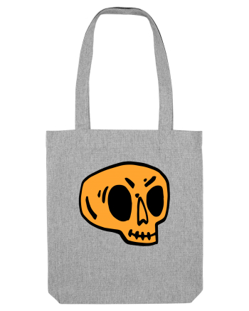 Halloween Orange Funny Skull Heather Grey