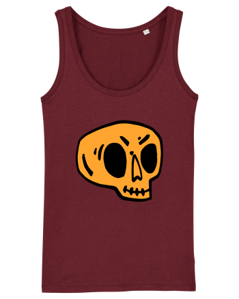 Halloween Orange Funny Skull Burgundy