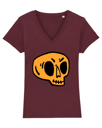 Halloween Orange Funny Skull Burgundy