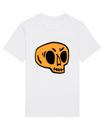 Halloween Orange Funny Skull White