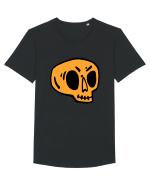 Halloween Orange Funny Skull Tricou mânecă scurtă guler larg Bărbat Skater
