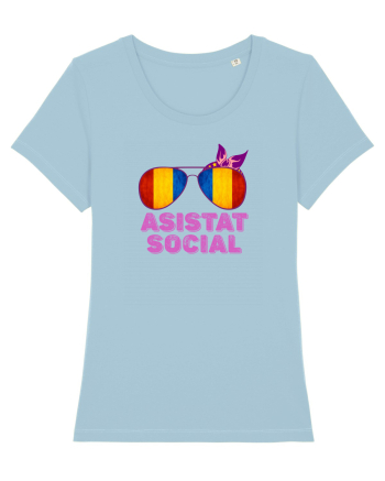 Tricou de Asistat Social- Femeie Sky Blue