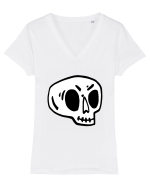 Halloween Orange Funny Skull Tricou mânecă scurtă guler V Damă Evoker