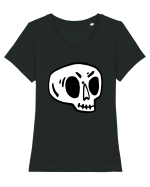 Halloween Orange Funny Skull Tricou mânecă scurtă guler larg fitted Damă Expresser