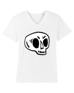 Halloween Orange Funny Skull Tricou mânecă scurtă guler V Bărbat Presenter