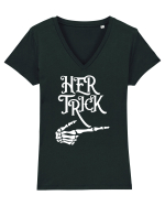 Her Trick Halloween Tricou mânecă scurtă guler V Damă Evoker