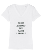 I Like Airsoft Design Tricou mânecă scurtă guler V Damă Evoker