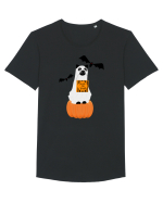 Halloween Carved Pumpkin Cat Tricou mânecă scurtă guler larg Bărbat Skater
