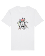 Cal Floral Tricou mânecă scurtă Unisex Rocker