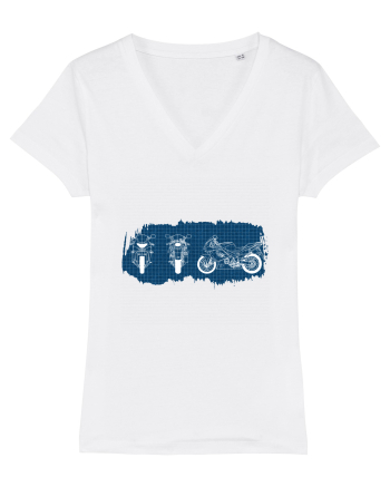 Motorcycle Blueprint White