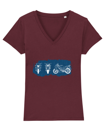 Motorcycle Blueprint Burgundy