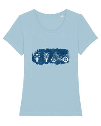 Motorcycle Blueprint Sky Blue
