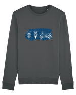 Motorcycle Blueprint Bluză mânecă lungă Unisex Rise