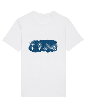 Motorcycle Blueprint White