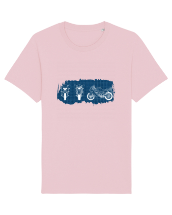 Motorcycle Blueprint Cotton Pink