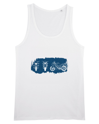 Motorcycle Blueprint White
