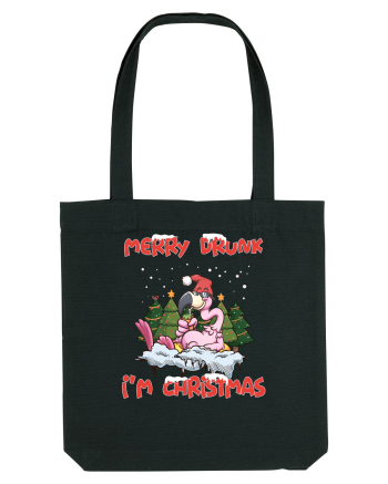 Merry Drunk I'm Christmas Pink Flamingo Black