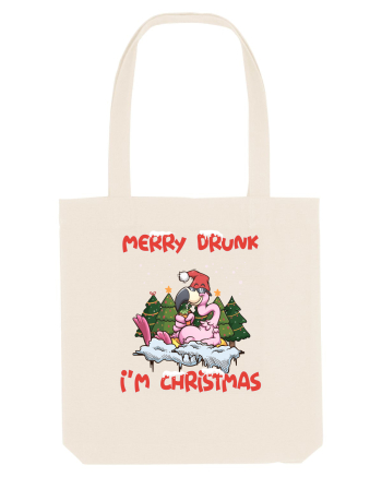 Merry Drunk I'm Christmas Pink Flamingo Natural