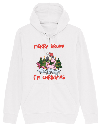 Merry Drunk I'm Christmas Pink Flamingo White
