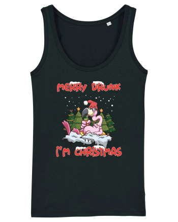 Merry Drunk I'm Christmas Pink Flamingo Black