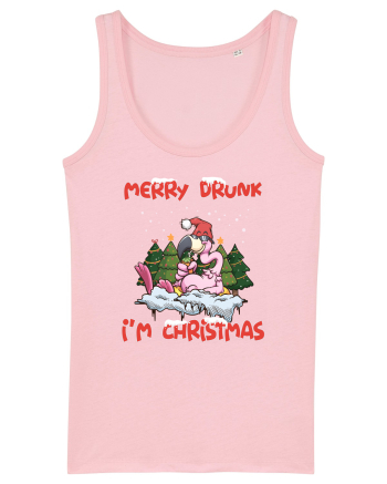 Merry Drunk I'm Christmas Pink Flamingo Cotton Pink
