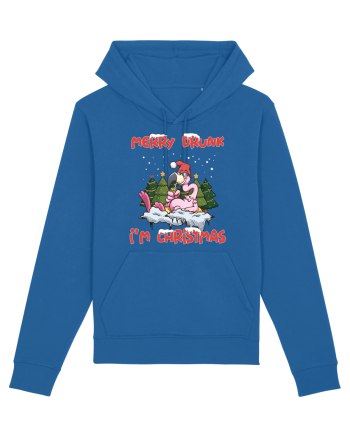 Merry Drunk I'm Christmas Pink Flamingo Royal Blue