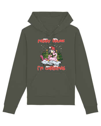 Merry Drunk I'm Christmas Pink Flamingo Khaki