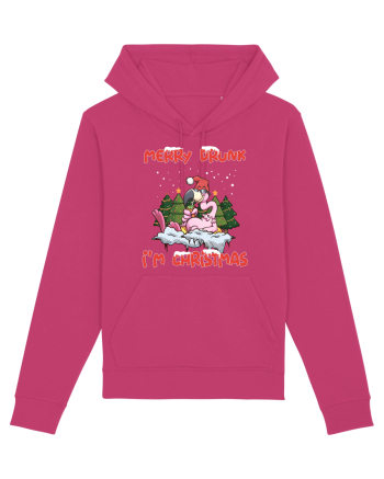 Merry Drunk I'm Christmas Pink Flamingo Raspberry