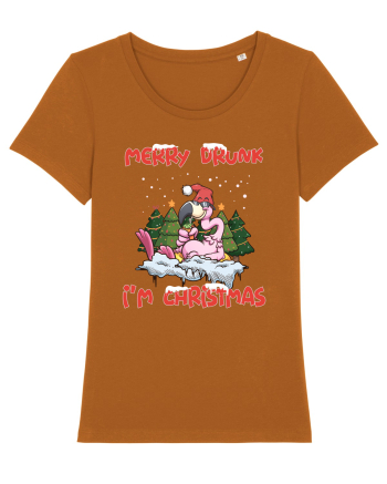 Merry Drunk I'm Christmas Pink Flamingo Roasted Orange
