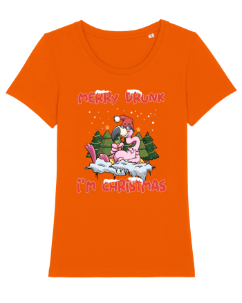 Merry Drunk I'm Christmas Pink Flamingo Bright Orange
