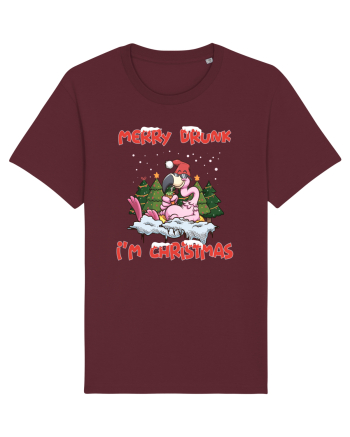 Merry Drunk I'm Christmas Pink Flamingo Burgundy