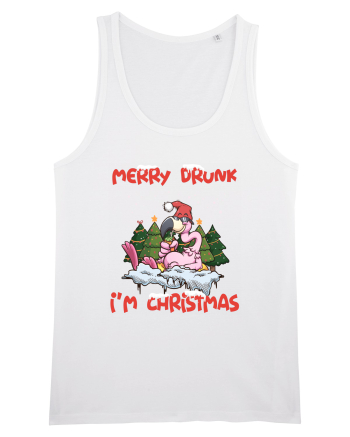 Merry Drunk I'm Christmas Pink Flamingo White
