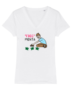 „Frec” menta Tricou mânecă scurtă guler V Damă Evoker
